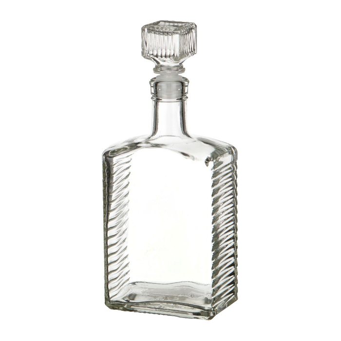 Бутылка (штоф) "Кристалл" стеклянная 0,5 литра с пробкой  в Ульяновске